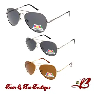 Bean & Bee Boutique Polarized Air Force One Aviators British Baller Spring Hinge Metal Frame UV Protection Anti-Glare Shades Retro Style Classic Driving Fishing Sunglasses