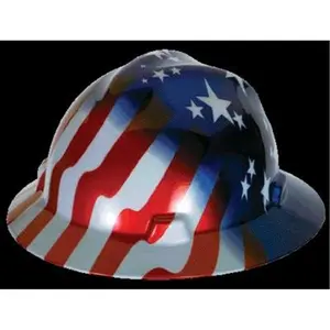 212 MAIN Msa 454-10071157 Lightweight Hard Hat, American Flag Stars Stripes Patriotic Design, Adjustable Hat