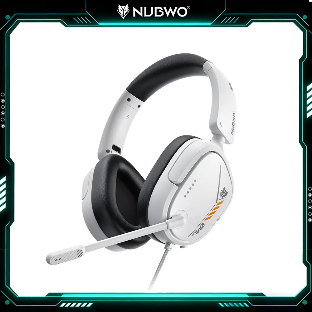 NUBWO HG04L Wired Over Ear Gaming Audio Headphones - PC Headset for Game Consoles (PS5/PS4, Xbox Series X|S/Xbox 1, Switch), 250g Lightweight, Unidirectional Mic, Soft Memory Foam Earmuffs, 3.5mm Jack, Antitangle Braided Cable, Foldable for Travel