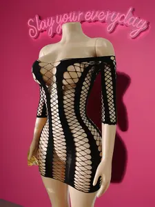 Women's Fishnet Dress, Solid Color Hollow Out Swimwear, Beachwear, Beach Cover Ups, Swimsuit Coverup, Summer Women's Swimwear Clothing
