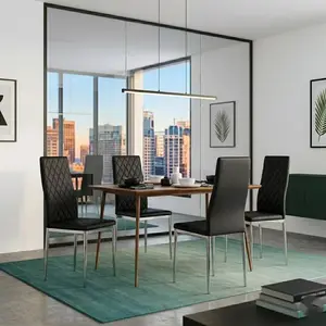 Modern Minimalist Dining Chairs Set of 4, PU Upholstered Chairs with Metal Legs, 112×46×20cm Package Size, Ergonomic Backrest for Dining Room Kitchen Home Use