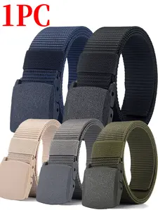 Unisex Plastic Buckle Canvas Belt, Lightweight Design, No Metal, Outdoor Sports Waistband, Comfortable, Durable, Breathable, Fashionable