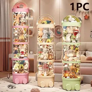 1pc Transparent Round Jewelry, Multi-Function Clamshell Case, Ideal for Stuffed Animals & Dolls, Home Organizer Box, Organizer Storage, Storage Boxes, Plastic Storage Boxes