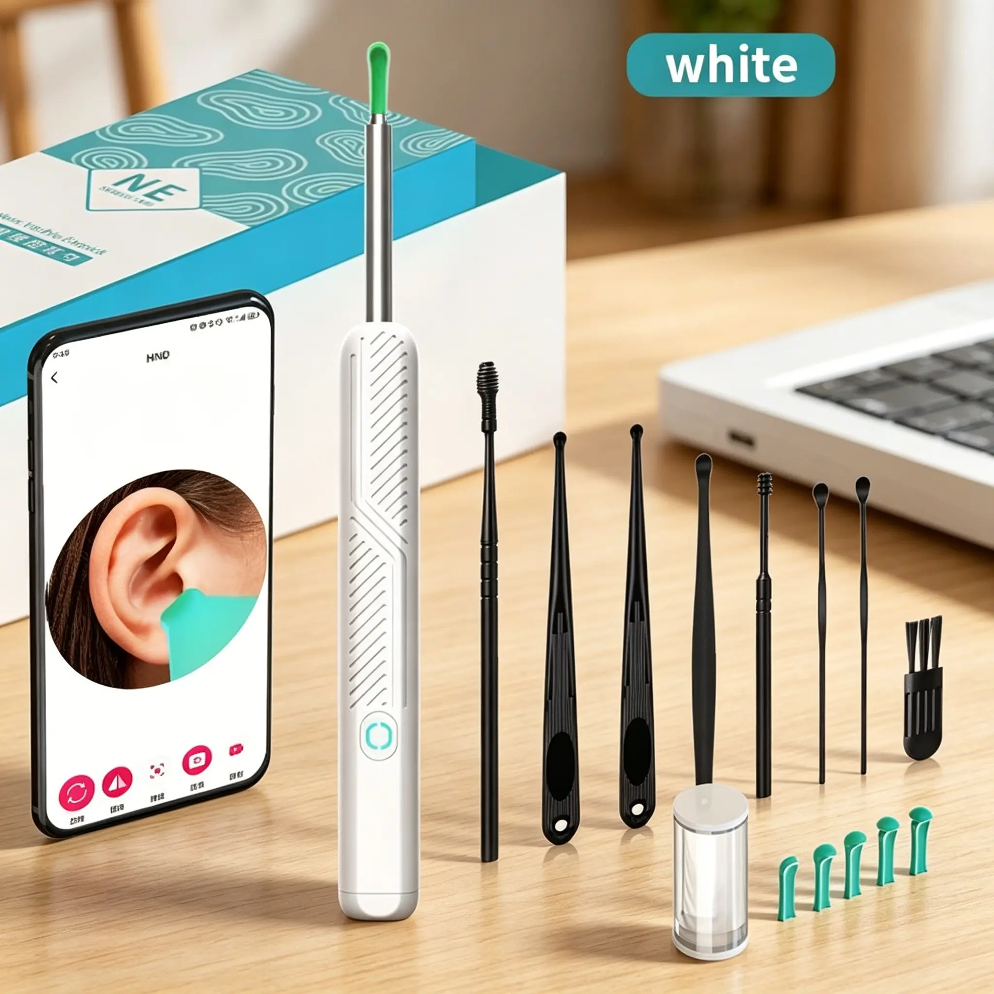 Smart Visual Ear Cleaner, Wireless Otoscope with HD Camera & LED Light, Soft Silicone Tips, Safe Earwax Removal, Wireless Earwax Remover, Daily Ear Care Tool