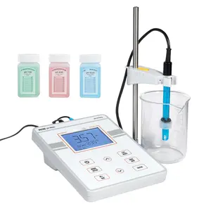 Benchtop pH Meter With 0-14 pH Range, Laboratory Tester Kit Featuring Large Backlit Display, Calibration Solutions and Power Adapter, Stores Up To 50 Readings, Ideal For Temperature and Water Quality Testing