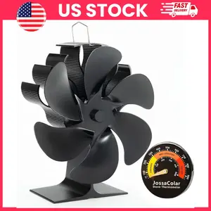 Heat Powered Wood Stove Fan for Fireplace and Log Burner Non Electric Thermal Tabletop Fan with Magnetic Stove Thermometer 4 Blade Aluminum Heat Activated Fan for Wood Burning Stove Home Heating Accessories Black | Kitchen Exhaust fan, Kitchen Essentials