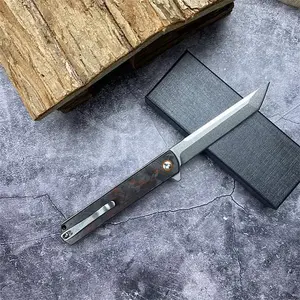 GT960 EDC Pocket Folding Knife, Micarta Handle, D2 Steel Tanto Blade