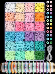 2400pcs Soft Clay Bead Set, Bracelet Necklace Jewelry Making Kit, Polymer Clay Beads for Beginners, DIY Beads, Birthday Party Gift