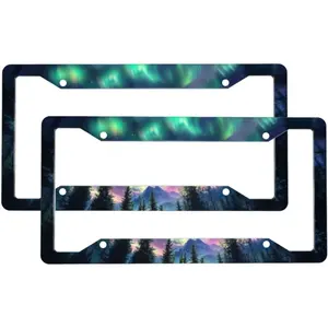 Forest Galaxy License Plate Frame 2 Pack Automotive Accessories Cars Decor 12.2 X 6.3 Inches for Men Women 4 Holes