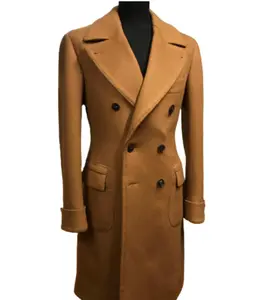 Men’s Winter Military Camel Wool Overcoat | Classic Tailored Double-Breasted Long Coat