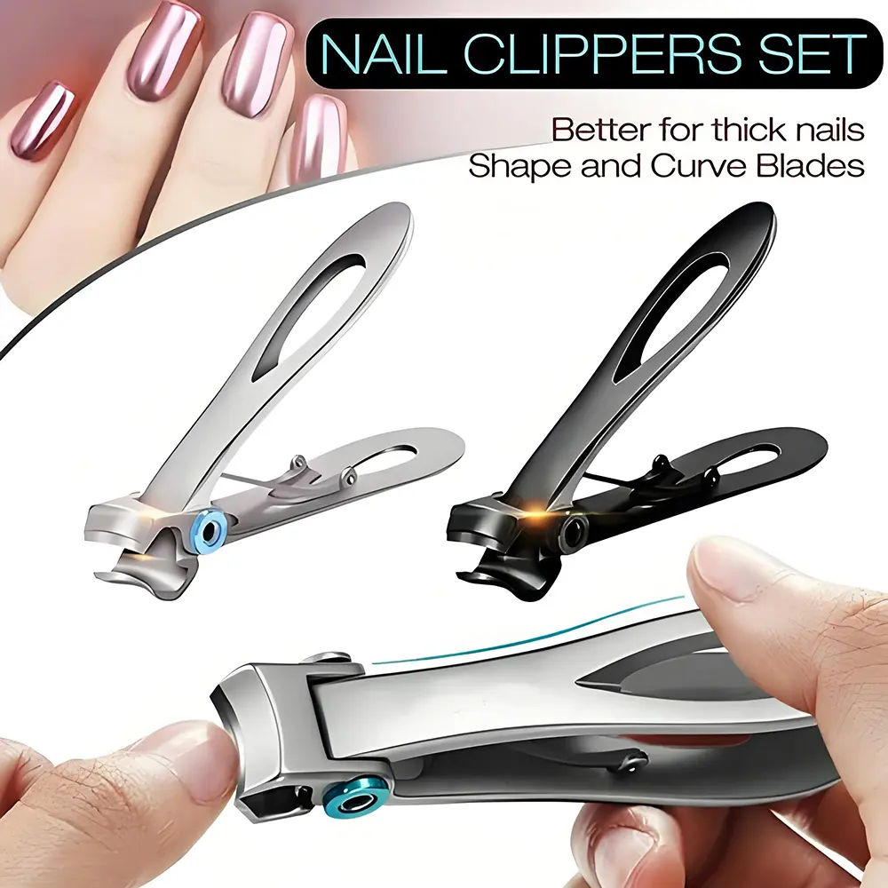 Stainless Steel Heavy-Duty Wide-Jaw Clippers - 15mm Alloy-Coated Professional Nail Care Tool, Smooth Cut, Minimal Pressure for Thick Nails, Ideal for Manicure & Pedicure, Durable Long-Term Use
