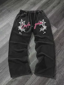 Unisex, Streetwear design, Los Angeles star print, spring and autumn wash cotton, loose-fitting casual pants, trendy sweatpants, Athleisure pants, high-street culture, sportswear, suitable for streetwear, Y2K fashion, goth fashion, festivals