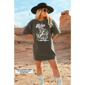 Actin Up Shirt Western TShirt Dress Vintage Style Cowgirl Shirt Oversized Rodeo Tee Shirt Country Music Top Nashville Outfit
