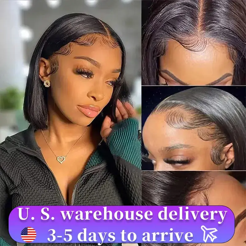 13x4 13x6 Bone Straight Bob Wigs Natural Color Human Hair 200% Density 6x6 HD Lace Frontal Wig 8-16 Inch Brazilian Hair Wigs