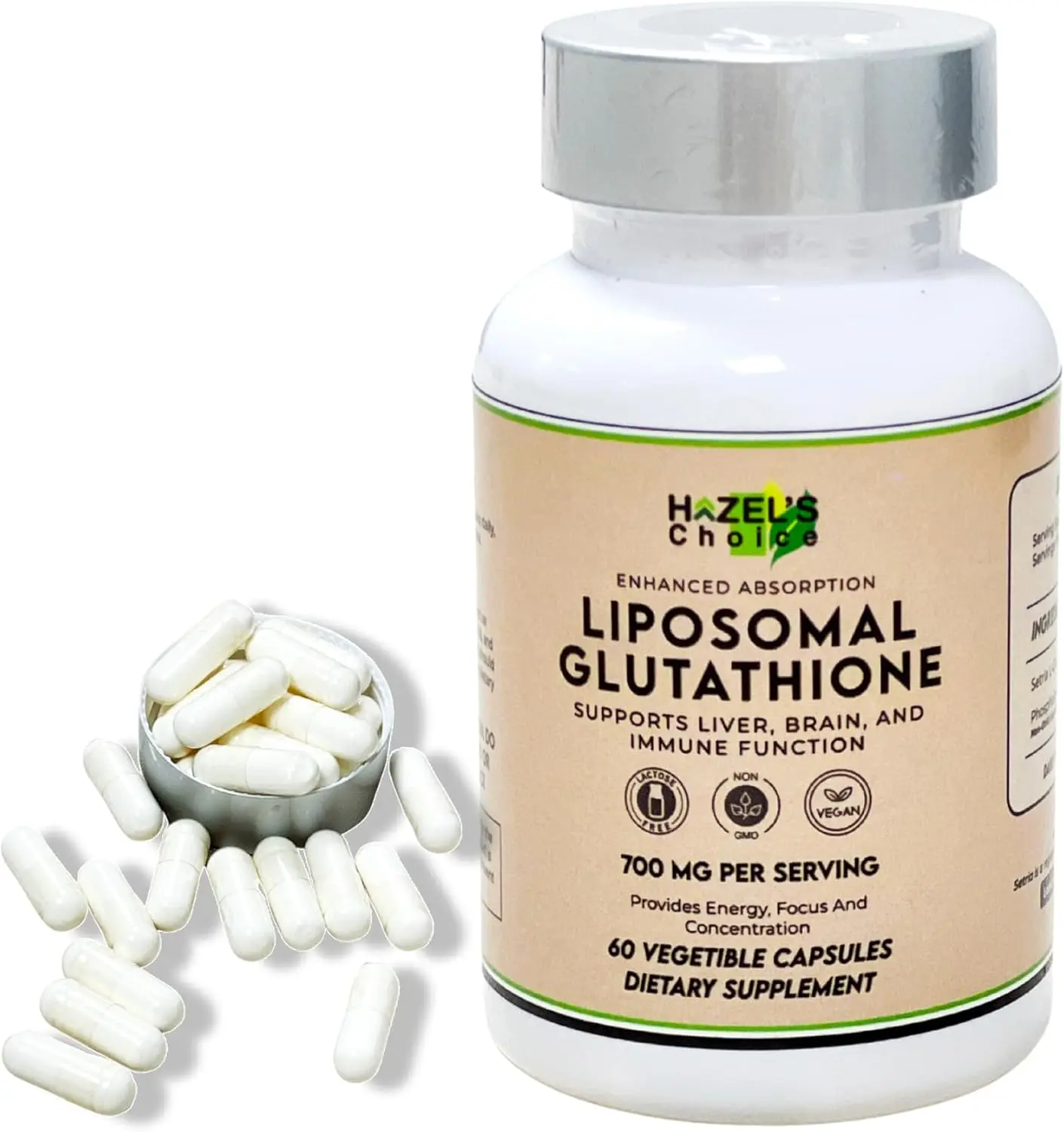glutathione 700 mg HAZEL'S CHOICE Edible Liposomal Glutathione 700mg Dietary Supplement - 60 Vegetable Capsules, Liposomal Format, Vegan, Non-GMO, Lactose-Free, Plant-Based, Daily Routine Support glutathione 700 mg HAZEL'S CHOICE Edible Liposomal Glutathione 700mg Dietary Supplement - 60 Vegetable Capsules, Liposomal Format, Vegan, Non-GMO, Lactose-Free, Plant-Based, Daily Routine Support