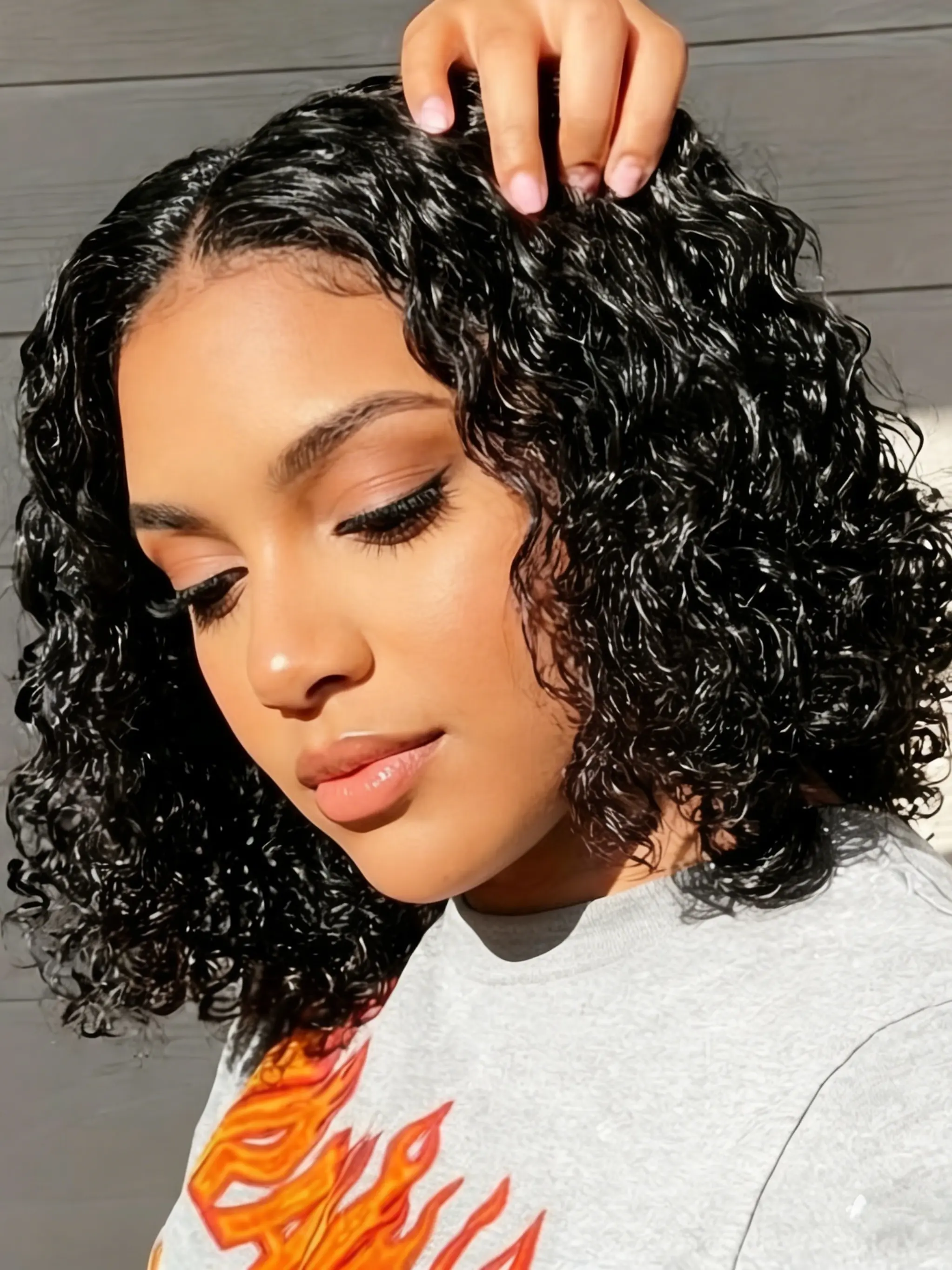 Curly Wig Human Hair Pre Cut 4x4 Lace Front Bob Wigs for Women, 12 Inch Curly Wig, Natural Look, Easy Wear Daily Use, Natural Looking Wigs
