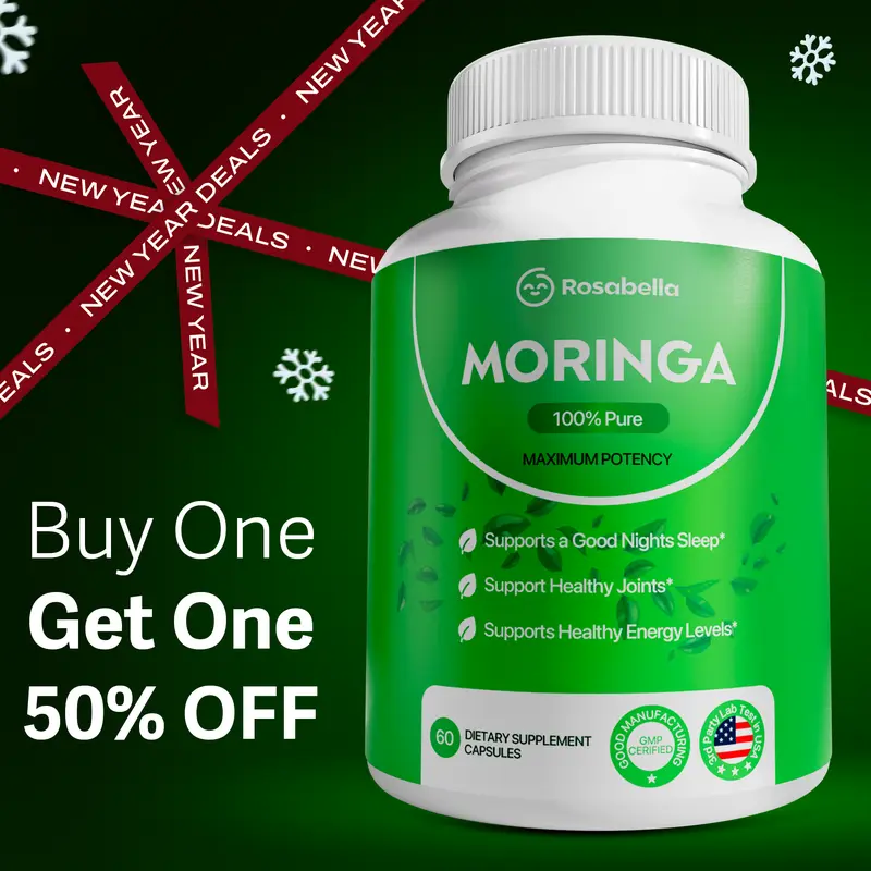 2 x Rosabella Moringa Capsules (800mg) for Immune Support, Gut Health & Vitamins 0