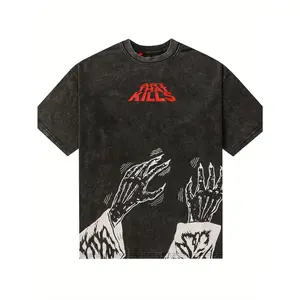 Ewhgallery Dept. Loose Couple T-Shirt Men And Women Do Old European Street Wash Retro Rock T-Shirt Short Sleevedg