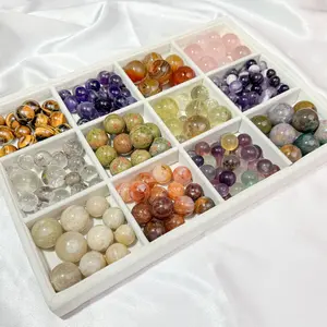[Video Order] 100g Mini Crystal Sphere Material: Rose Quartz, Garden Quartz, Red Fire Quartz, Citrine, Unakite, Amethyst, Dream Amethyst, Red Sardonyx, Ocean Jasper, Blue Moon Stone, Yellow Tiger Eye Stone, Black Rutiled Quartz, Candy Fluorite