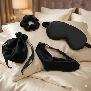 4-Pack Silk Sleep Eye Masks for Men & Women, Adjustable Strap for Comfort, Light-Blocking & Breathable, Travel-Friendly for Day Naps & Night Use, Stress Relief & Zero Light Leakage Eye Cover Set, Blackout Sleep Mask, Stretchable Eye Mask