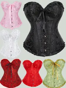 Women's Lace Up Boned Overbust Corset Bustier Lingerie Bodyshaper TopRenaissance CorsetHalloween Lace Push Up Bodyshaper Top with Bustier PirateCostume Bustier Tops Corset Shapewear Steampunk Corsetand Lingerie Design Fajas Para  Fit Gothic Clothes