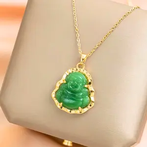Green Buddha Pendant Necklace for Peace & Good Vibes | Unique Gift Idea | Daily Spiritual Jewelry for Positivity & Balance