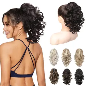 12" Ponytail Extension, Classic Loose Curly Wavy Claw Clip Pony tails Hair Extensions Hairpieces for Women - Dark Brown