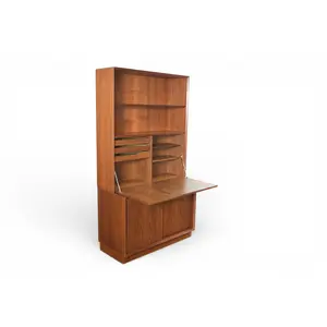 SVEND AAGE RASMUSSEN TEAK CREDENZA WITH SECRETARY DESK / BOOKCASE HUTCH