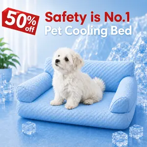 Pet Cooling Sofa Bed for Dogs & Cats - Classic Argyle Pet Furniture with Non-Slip Bottom, Suitable for Bedroom, Balcony, Car Summer Use