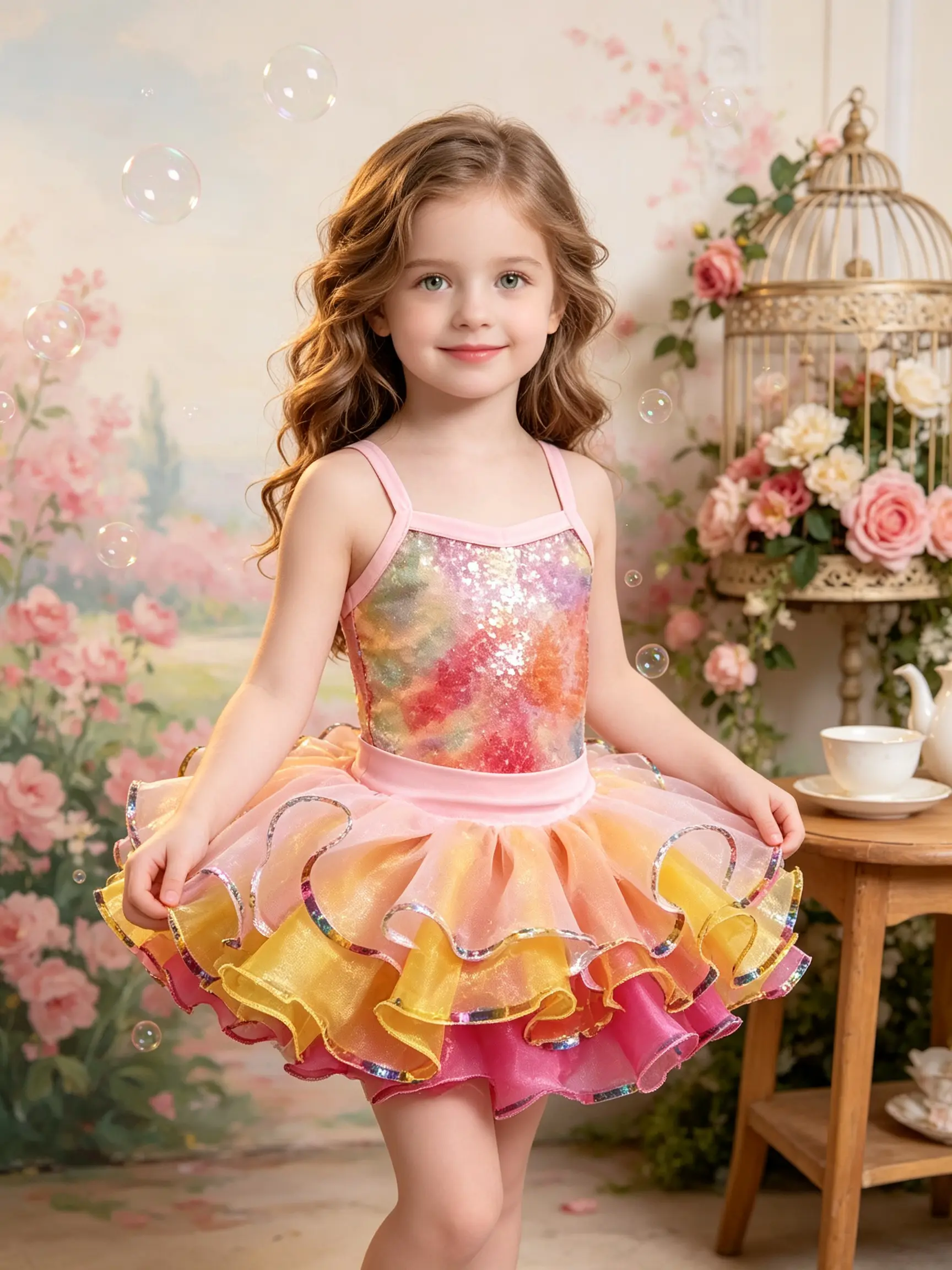 Sparkly Rainbow Ballet Tutu Dress for Girls - Perfect for Dance Recitals & Birthdays