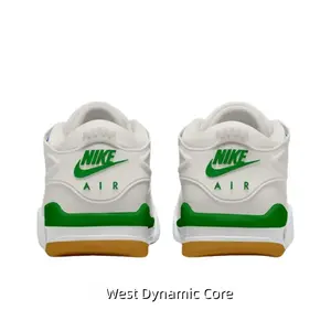 Cream White Leather Green Panel Low Casual Shoes Soft Gum Rubber Outsole Trendy Daily Matching Footwear