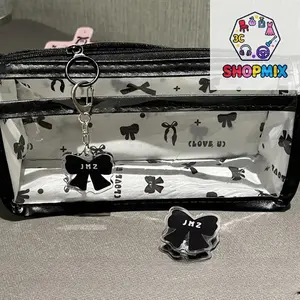 Cartoon Translucent Pencil Case Multi-layer Vertical Large-capacity Stationery Storage Bag School Supply Cosmetic Bag