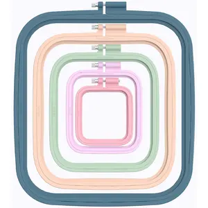 5 Pieces 5 Sizes Square Embroidery Hoops, ABS Plastic Embroidery Hoops for DIY Embroidery Craft