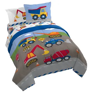 Sunny Side Up Construction Zone Bed Set Flannel Fleece Blanket