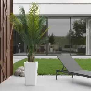 Garvee 5-Foot Artificial Palm Tree with Realistic Tropical Leaves, UV-Resistant, White Tall Pot, Maintenance-Free Indoor and Outdoor Floor Plant for Patio Decoration