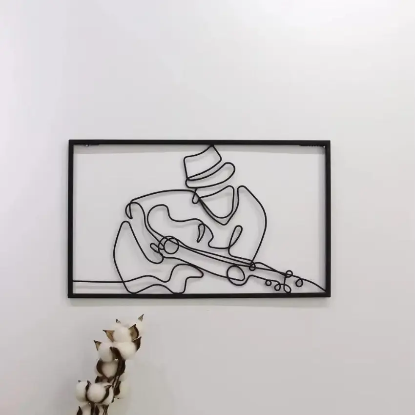 Metal Guitar Art, Guitar Art Wall Decor, Metal Guitar Decor For Music Room,Living Room, Bedroom,Study, Black,Wall decoration