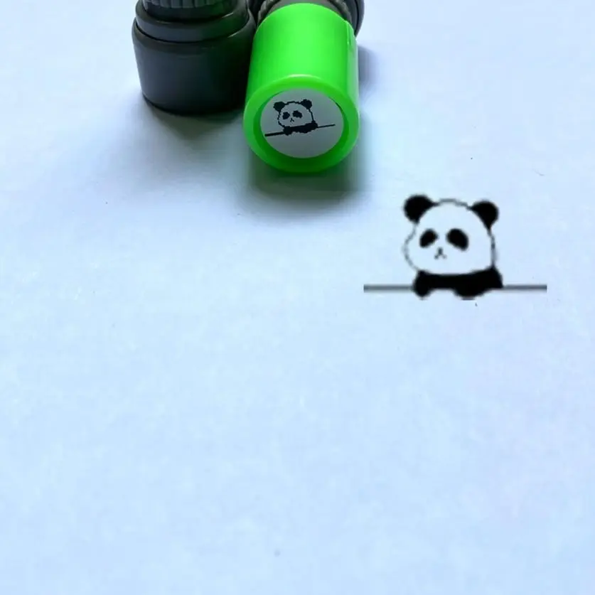 Cute Panda Design Stamp, Mini Round Stamp, Photo Sensitive Stamp for Scrapbooking, Journaling, Gift Wrapping, Greeting Card, Crafts