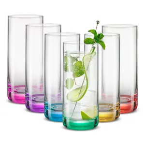 JoyJolt Hue Colored Highball Drinking Glasses-3 oz -Set of 6