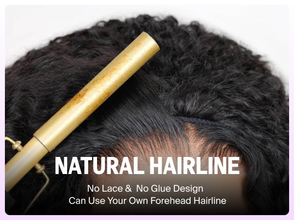 [3 IN 1 HALF WIG] Megalook Affordable Seamless Kinky Curly Half Wig Glueless Human Hair Wigs Flip Over Wig Beginner Friendly Easy Wear Go Quick Weave Hair