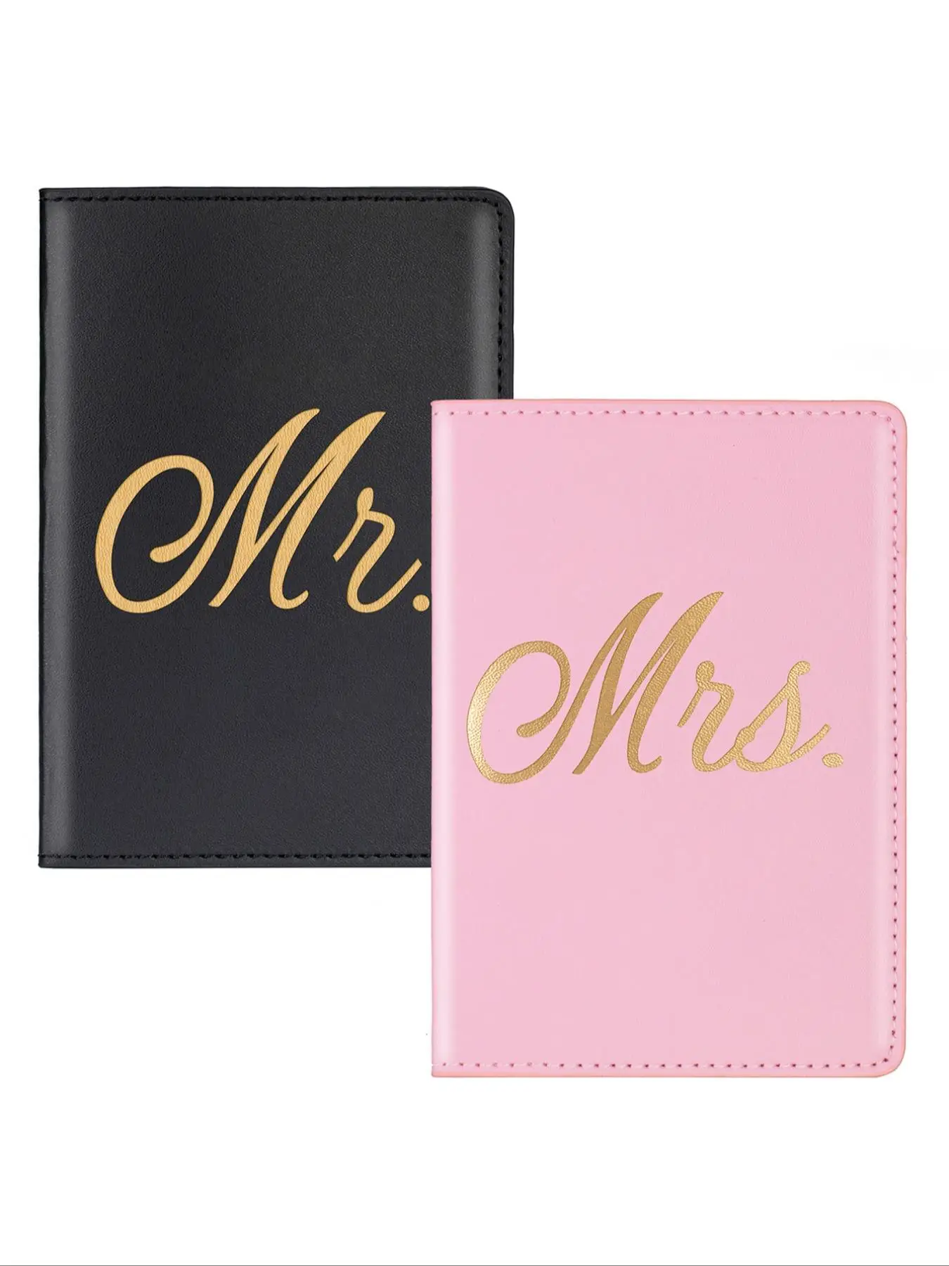 Letter Pattern Passport Holder Cover, 2pcs/set Couple Passport Holder Cover, Mr. and Mrs. Travel Passport Wallet Gifts for Lovers, Suitable for Daily
