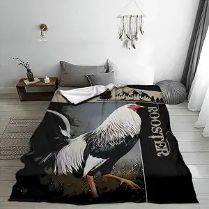 Rooster Pattern Blanket, 1 Count Soft Comfortable Throw Blanket, Cool Bedroom Bedding Blankets, Warm Napping Blanket for Home Office Travel Camping, Lightweight Cozy Blanket