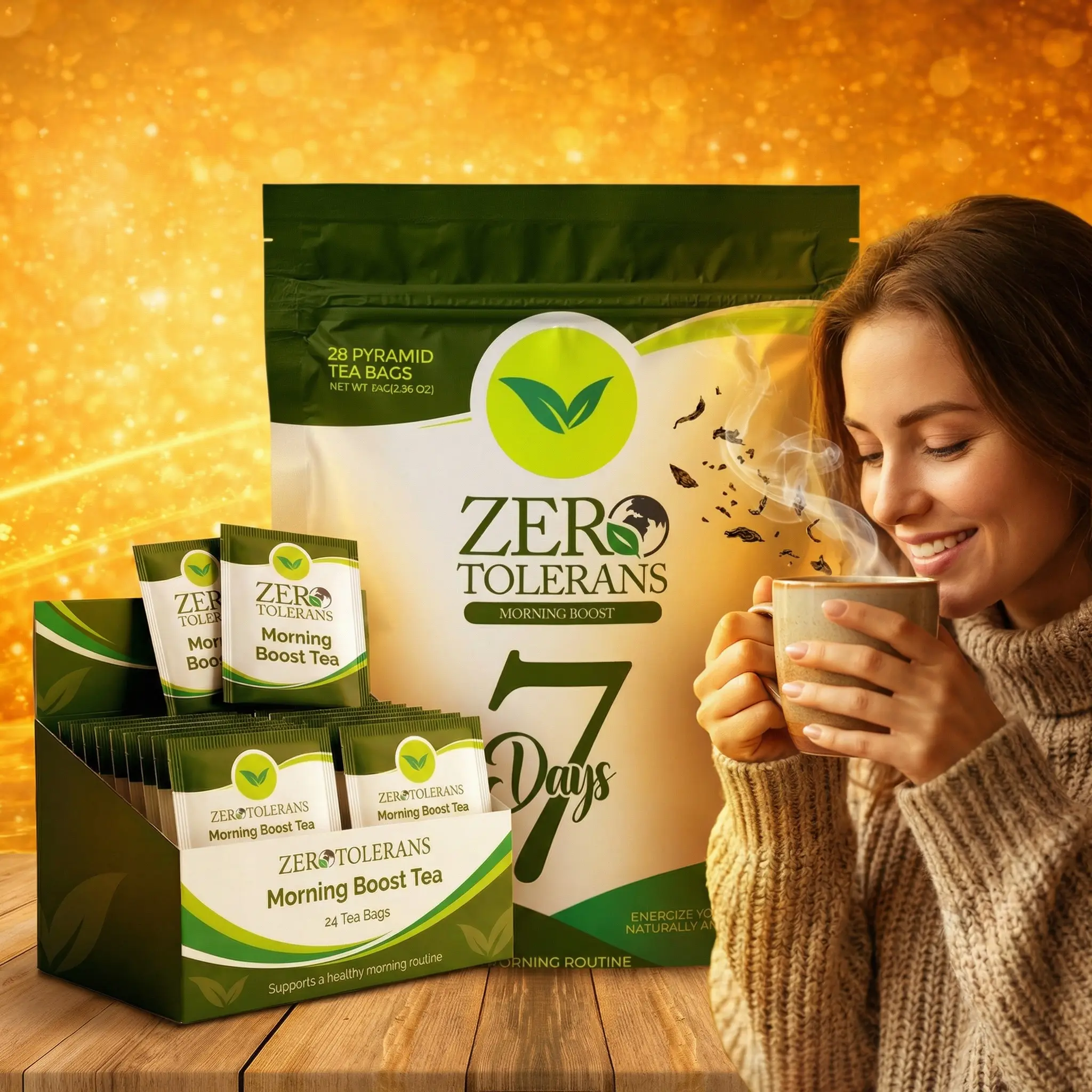 ZeroTolerans Morning Boost Tea Wholesale Box – Herbal Tea Bags, 24 Count