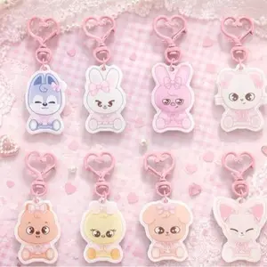 Kpop Acrylic Charms, Pink Heart Clasp Cute K-Pop Bag Charm Keychain