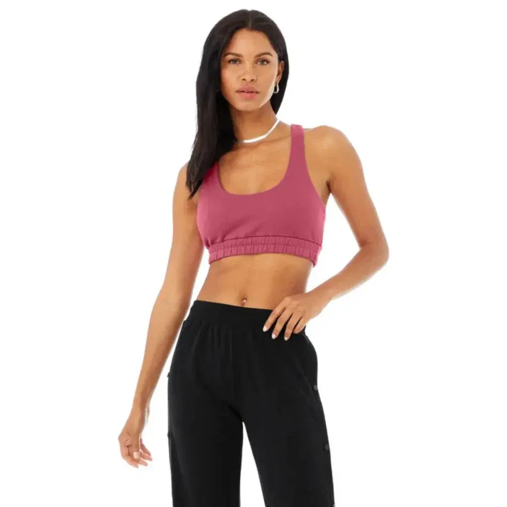 Alo Yoga Small French Terry Scoop Neck Hoodie in Raspberry Sorbet | Women's