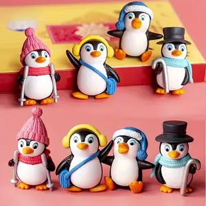 4-Pack/8-Pack Penguin Christmas Gifts, Birthday, Party, Gifts, Cute Penguin Figurine Set Mini Cartoon Penguin Decorations Winter Penguin Ornaments Gift Birthday Landscape Party Supplies Kit, Halloween