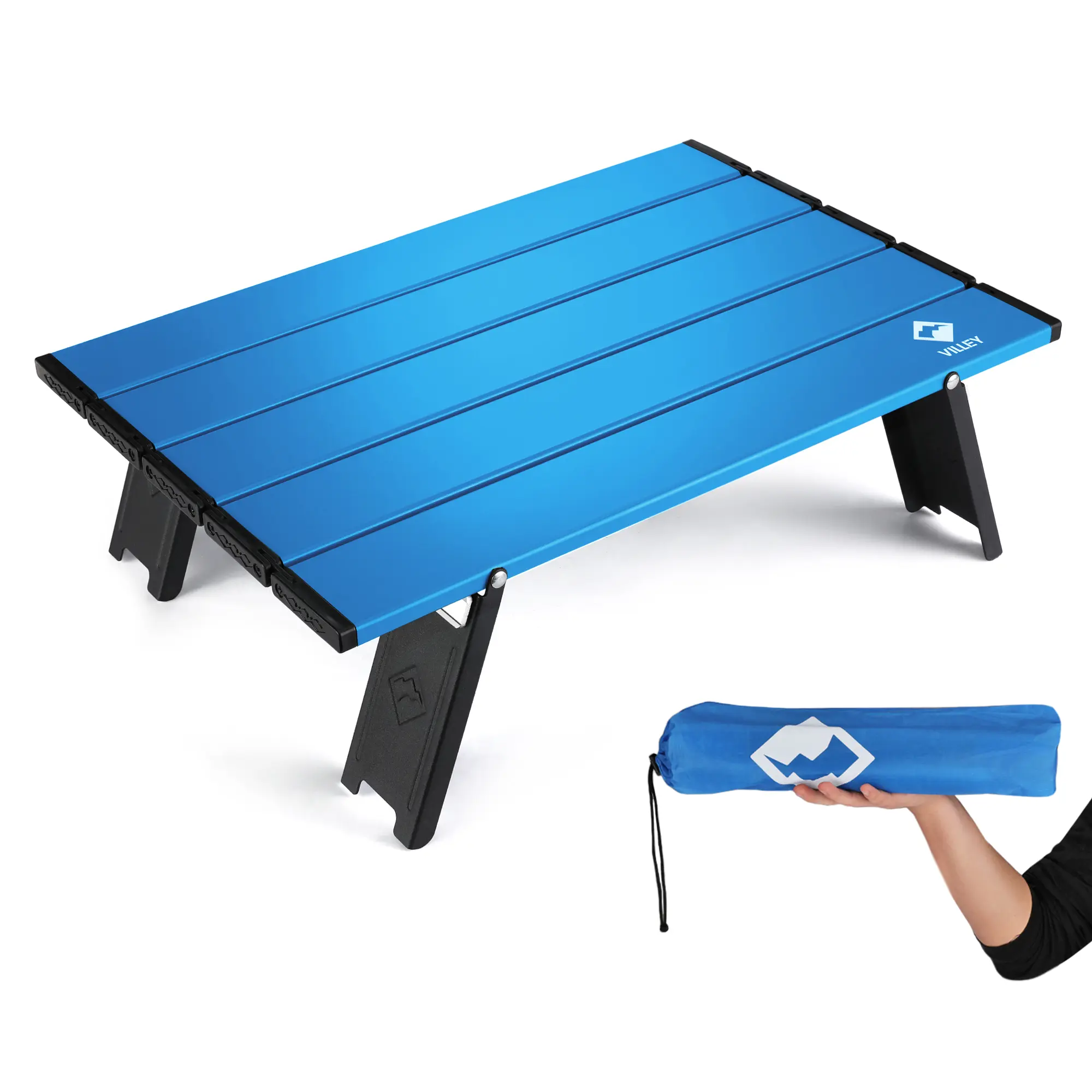 #summersale VILLEY Portable Mini Folding Beach Table, Ultralight Aluminum Side Table with Carry Bag for Camping, Picnics, and Outdoor Activities