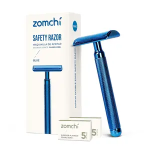 ZOMCHI Double Edge Safety Razor for Men & Women, Premium Metal Razor with 10 Double Edge Safety Razor Blades, Single Blade Razor – Noble Blue