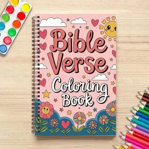 Christian Spiral-Bound Graphic Paper-Based Coloring Book with Bible Verses, Sunflowers, Hearts, 14 cm x 21 cm, for Relaxing Faith-Focused Creativity, Graphic Coloring Book