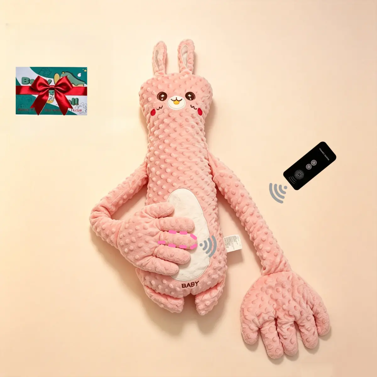 Giant Plush Patting Hand Toy – Cute Pink Rabbit Stuffed Animal, Baby Palm Hug Sensory Doll, Soft Interactive Plush for Toddlers, Birthday Gift & Party Decor for Boys Girls