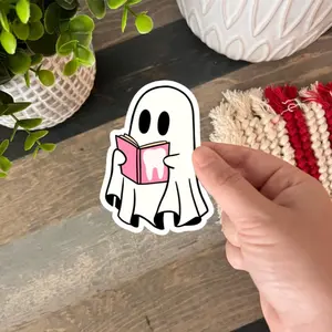 Dental Durable Vinyl Sticker Cute Ghost Reading Dental Book